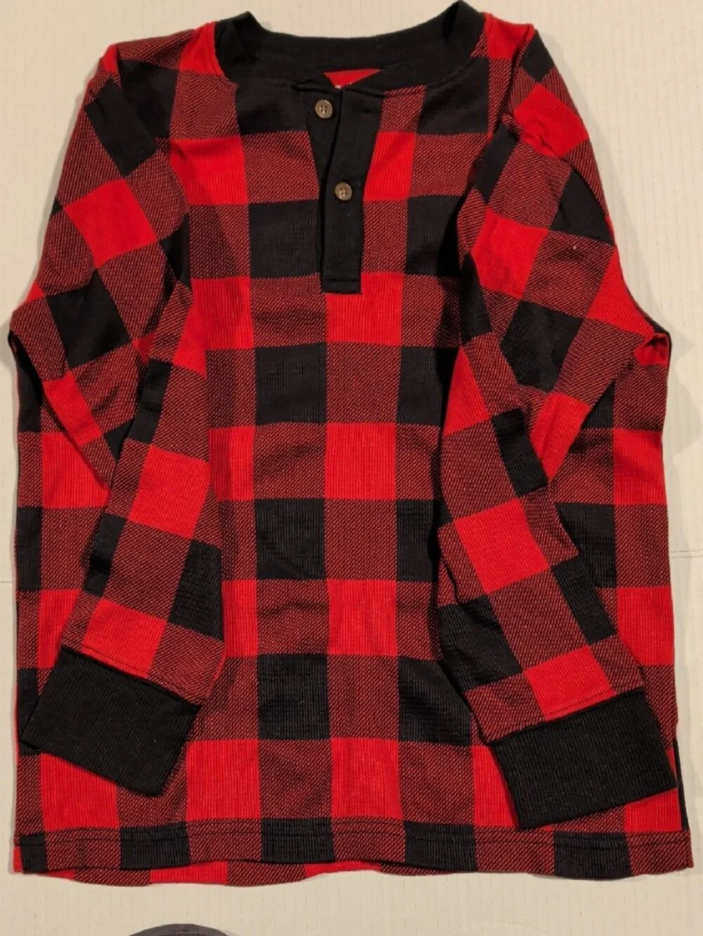 The Children's Place Red and Black Buffalo Plaid Henley Sweater